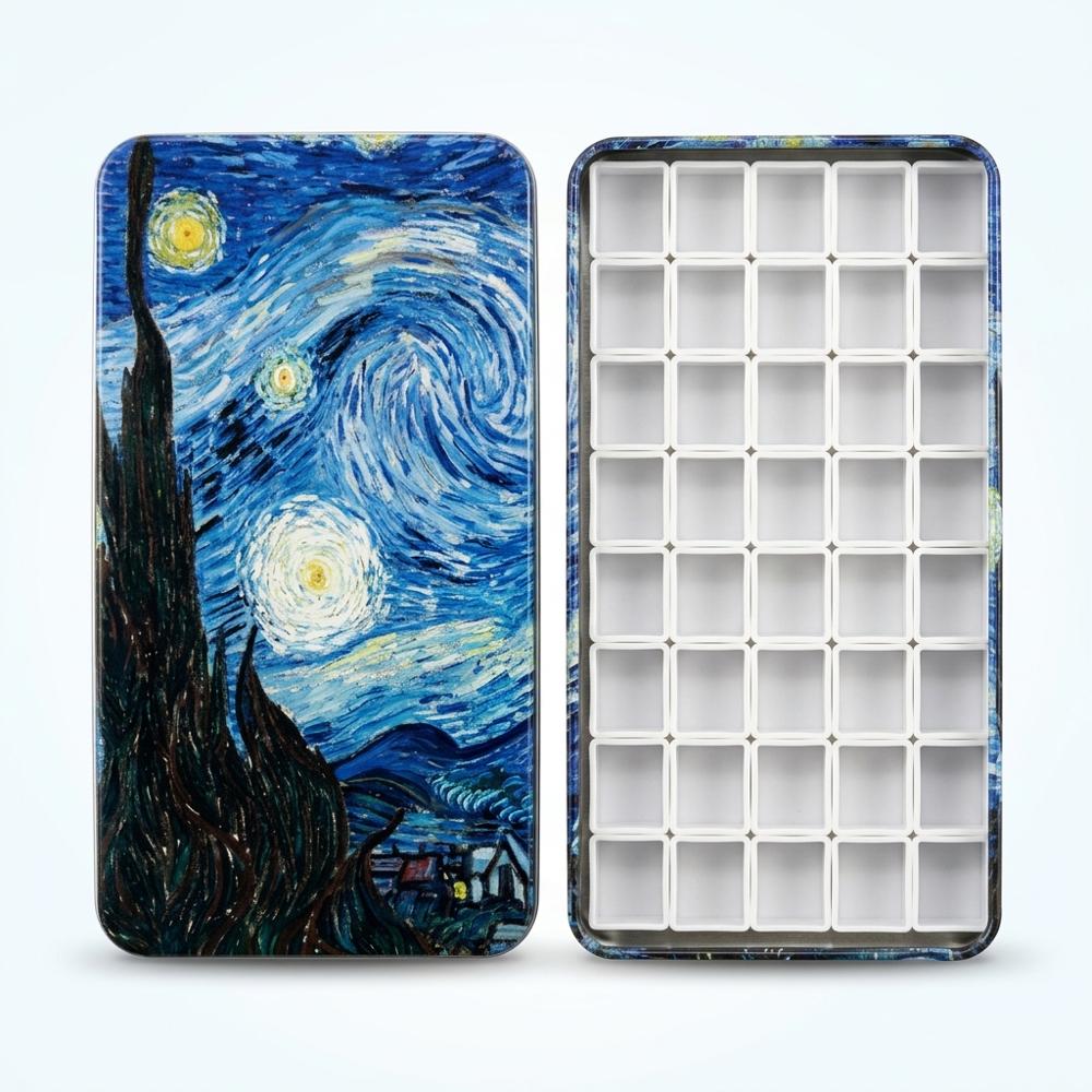 Empty refillable palette tin with half pans for custom colors