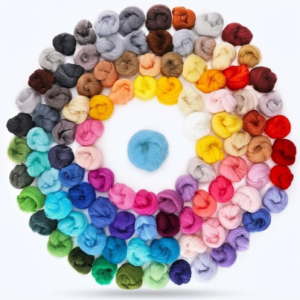 Habbi Wool Roving for Needle Felting, 100 Colors