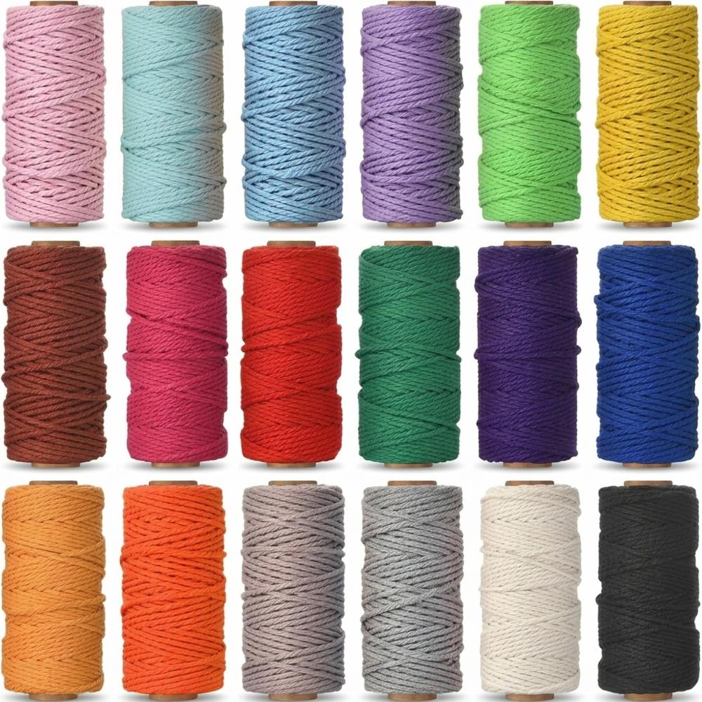 Multi-color cotton macramé cord set for colorwork projects