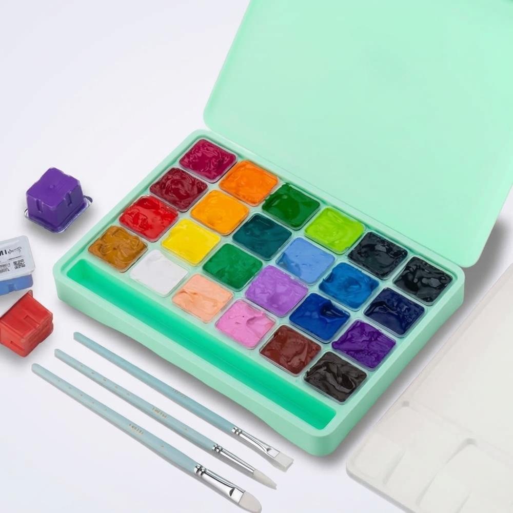 Complete Gouache Paint Set with Brushes