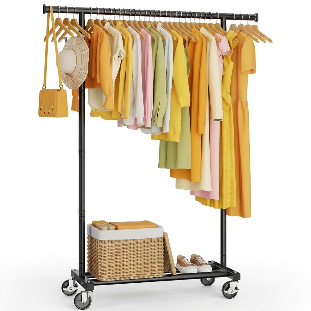 Rolling garment rack as a vertical macramé workstation