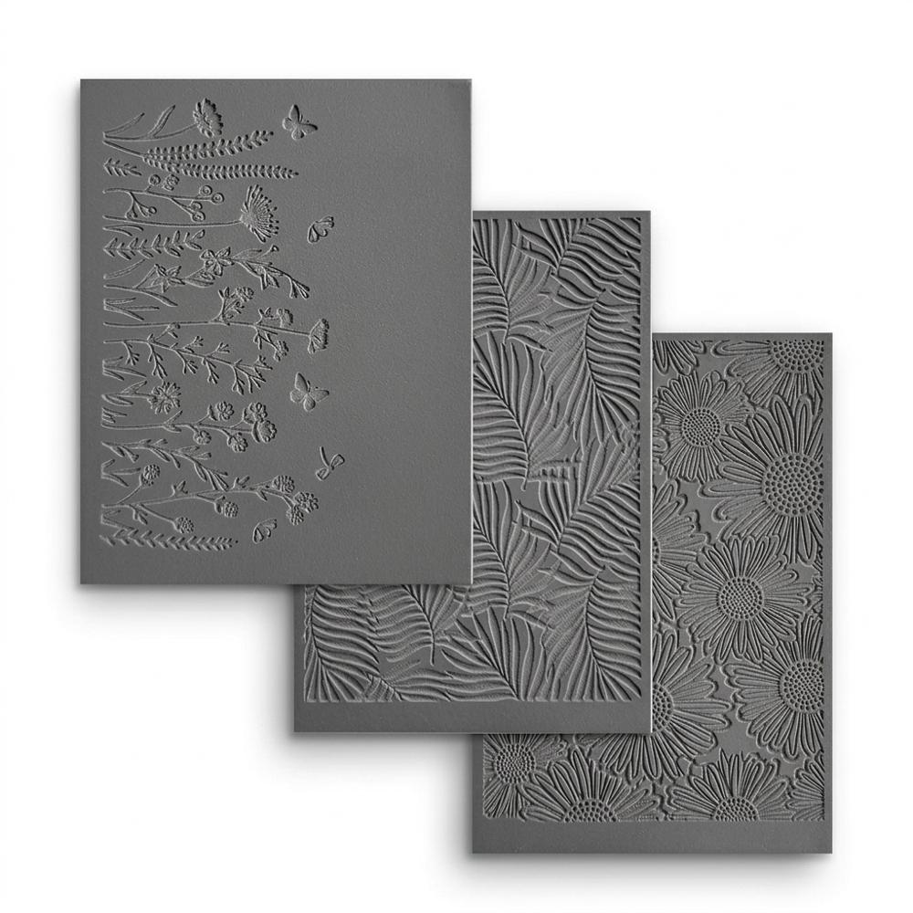 Embossing texture sheets for pressing patterns into clay