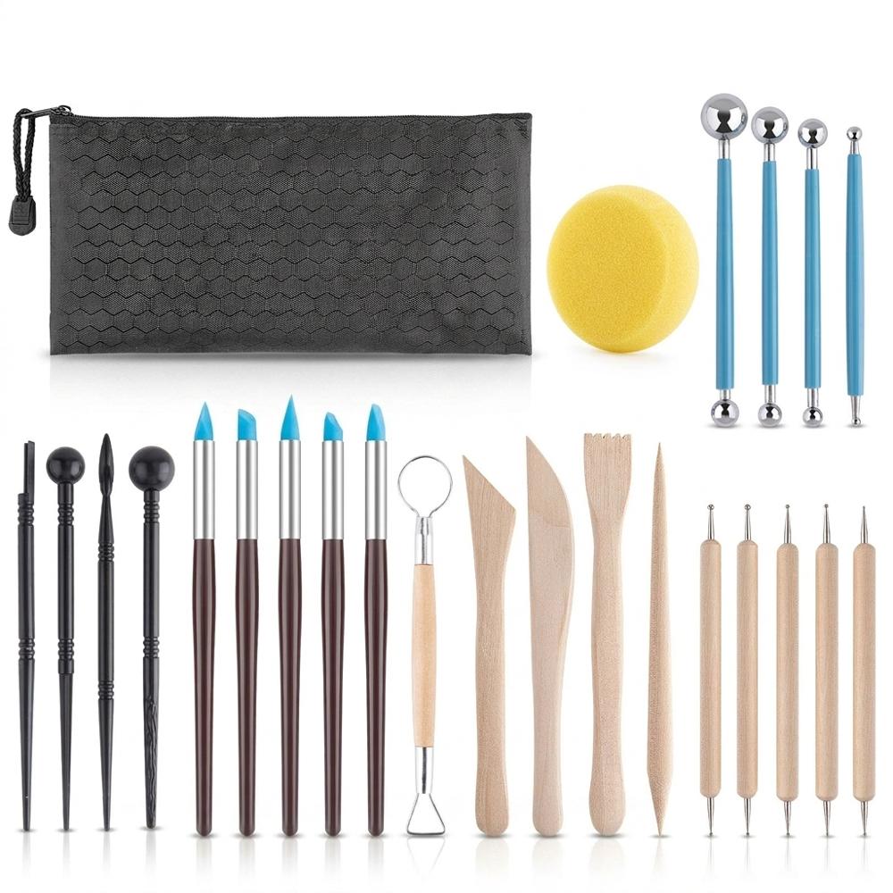 Double-ended clay sculpting and modeling tool set
