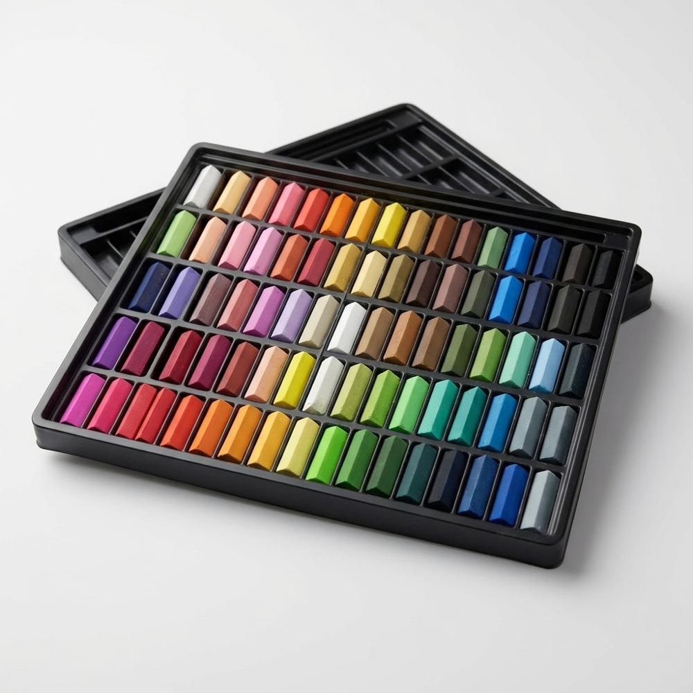 Weichpastellkreiden in Schülerqualität, eckiges 64-Farben-Set