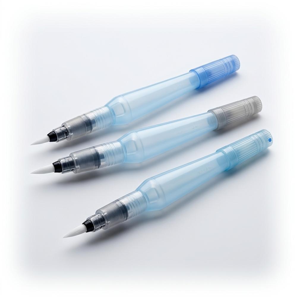 Water brush pens that carry their own water