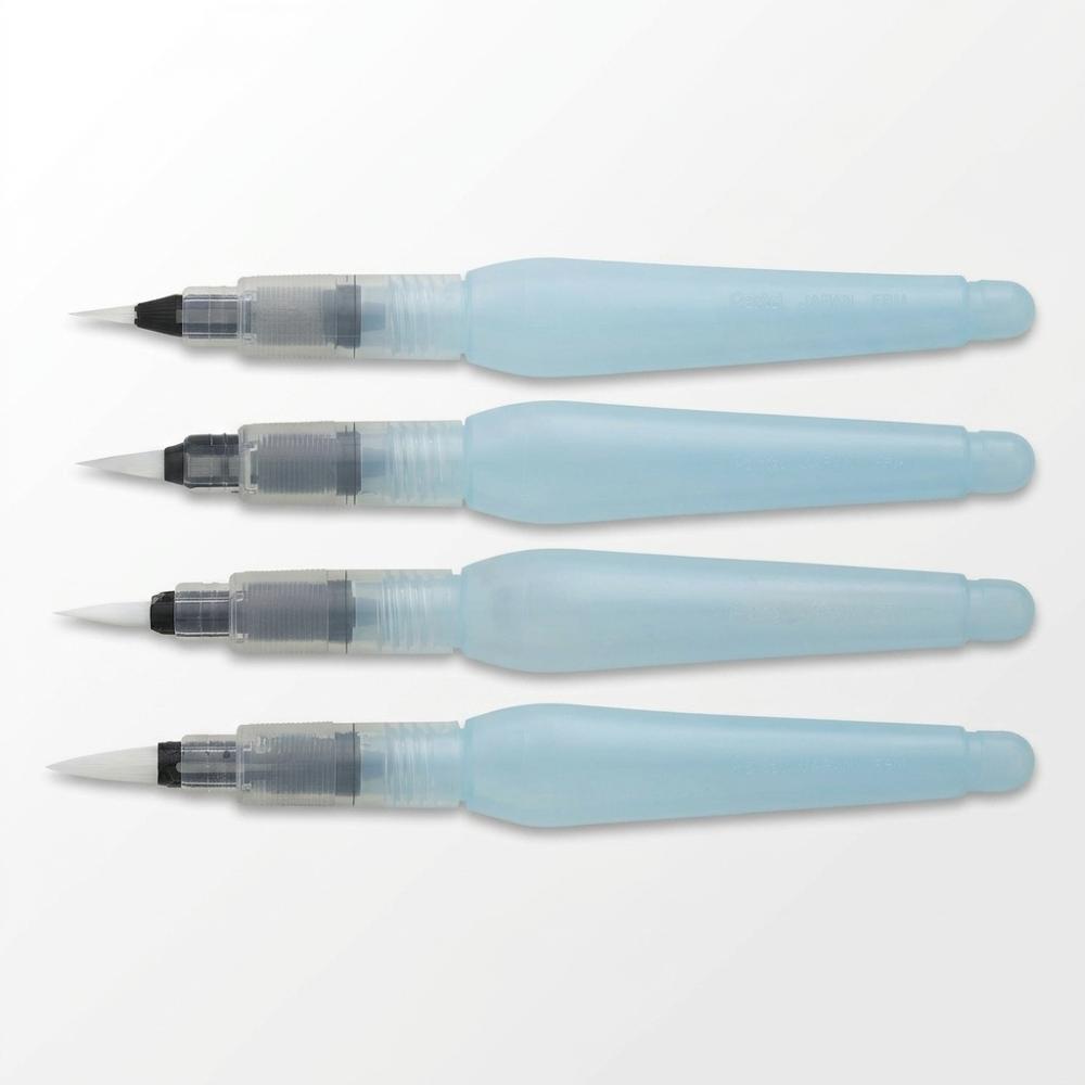 Pentel Arts Aquash Vandpensel med Forskellige Spidser, Pakke med 4