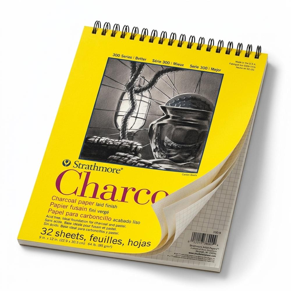 textured charcoal paper pad with enough tooth to hold heavy tone