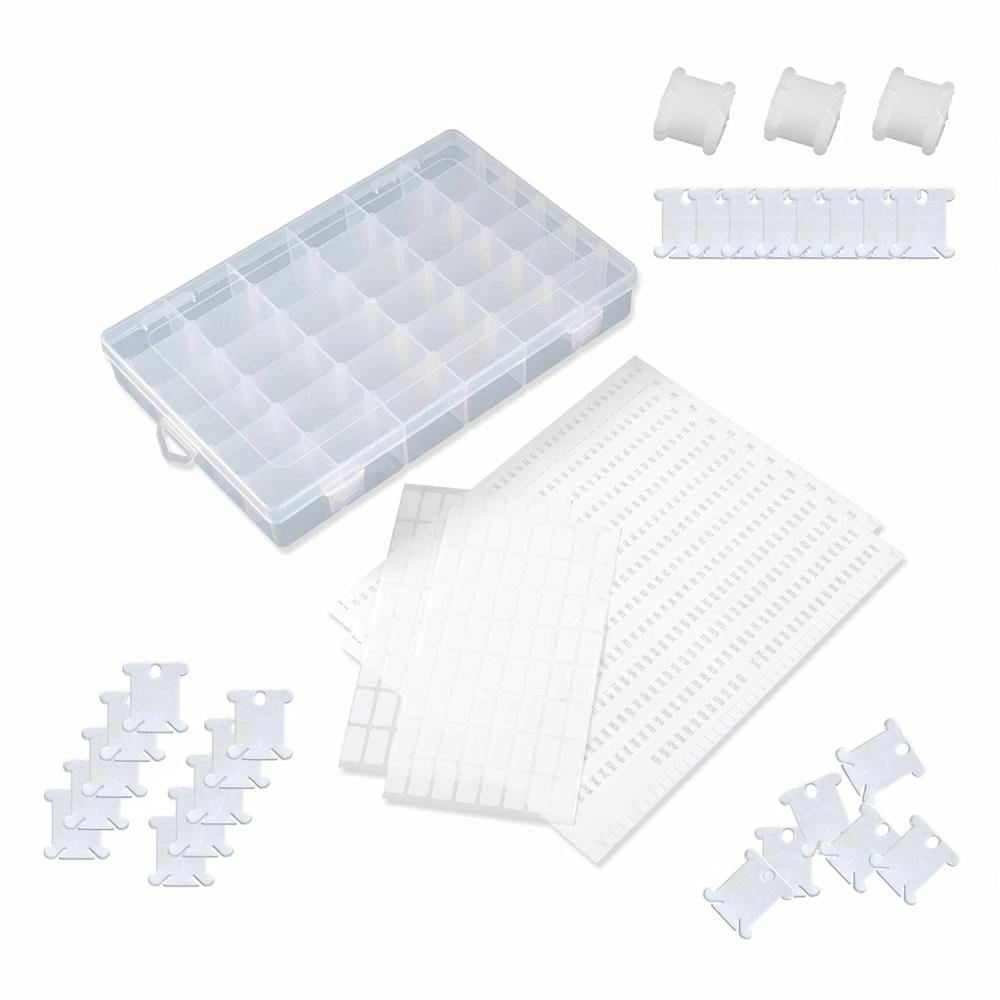 SYMPABASIC 120-Piece Floss Bobbins with 36-Grid Organizer Box