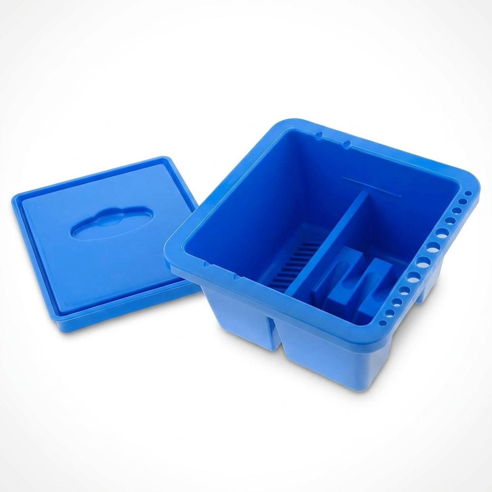 U.S. Art Supply 12-Huls Multifunktionel Plast Penselrenser og Holder med Paletlåg