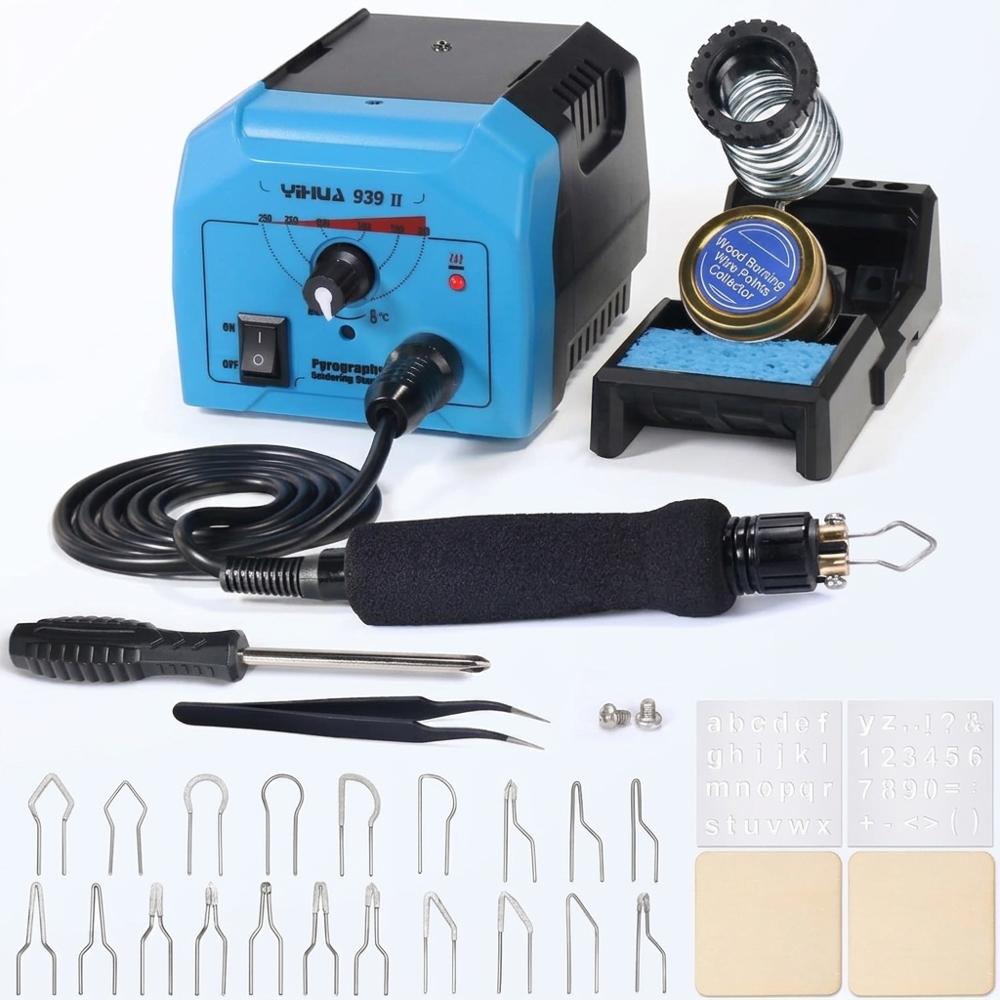 variable-temperature wood burning station with wire nibs