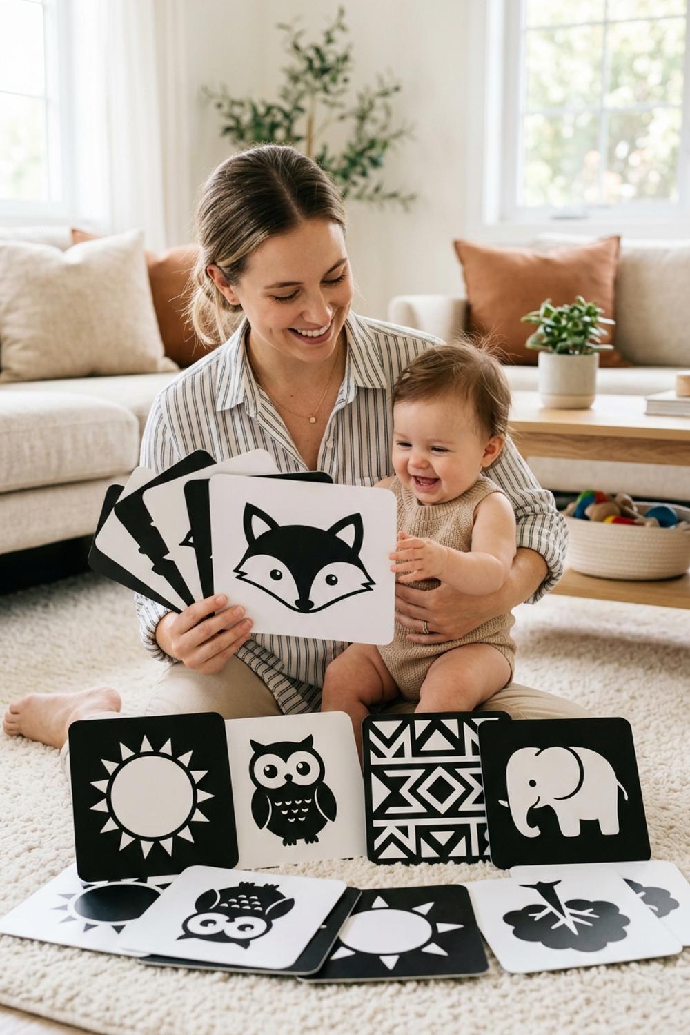 Banana Panda High Contrast Baby Flash Cards - 10 Large Black and White Double-Sided Cards