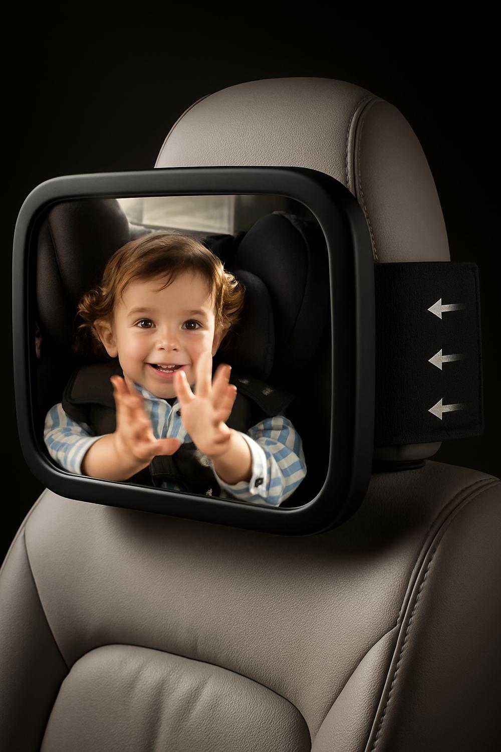 Onco Fixed Headrest Baby Car Mirror - 100% Shatterproof & Shake-Proof, Non-Slip with 360° Rotation