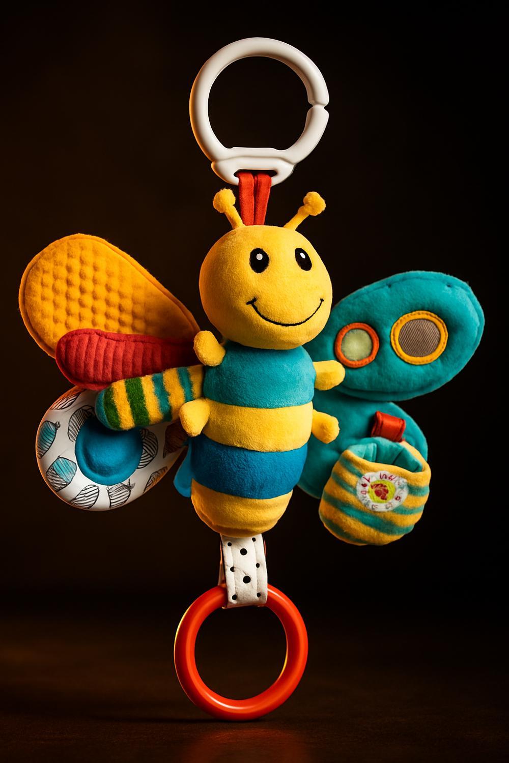 Lamaze Clip On Car Seat and Stroller Toy - Freddie the Firefly - High Contrast Sensory Crinkle Toy with Teether