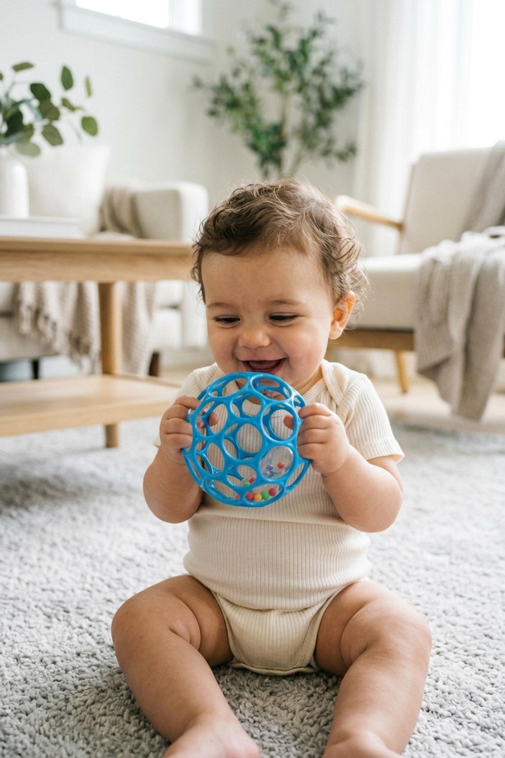 Bright Starts Oball Easy-Grasp Rattle BPA-Free Infant Toy, 4 Inches