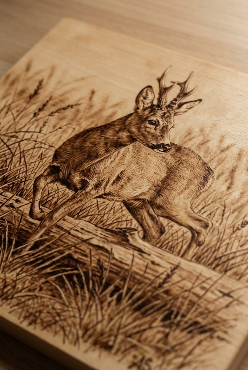 Roe deer in dry grass