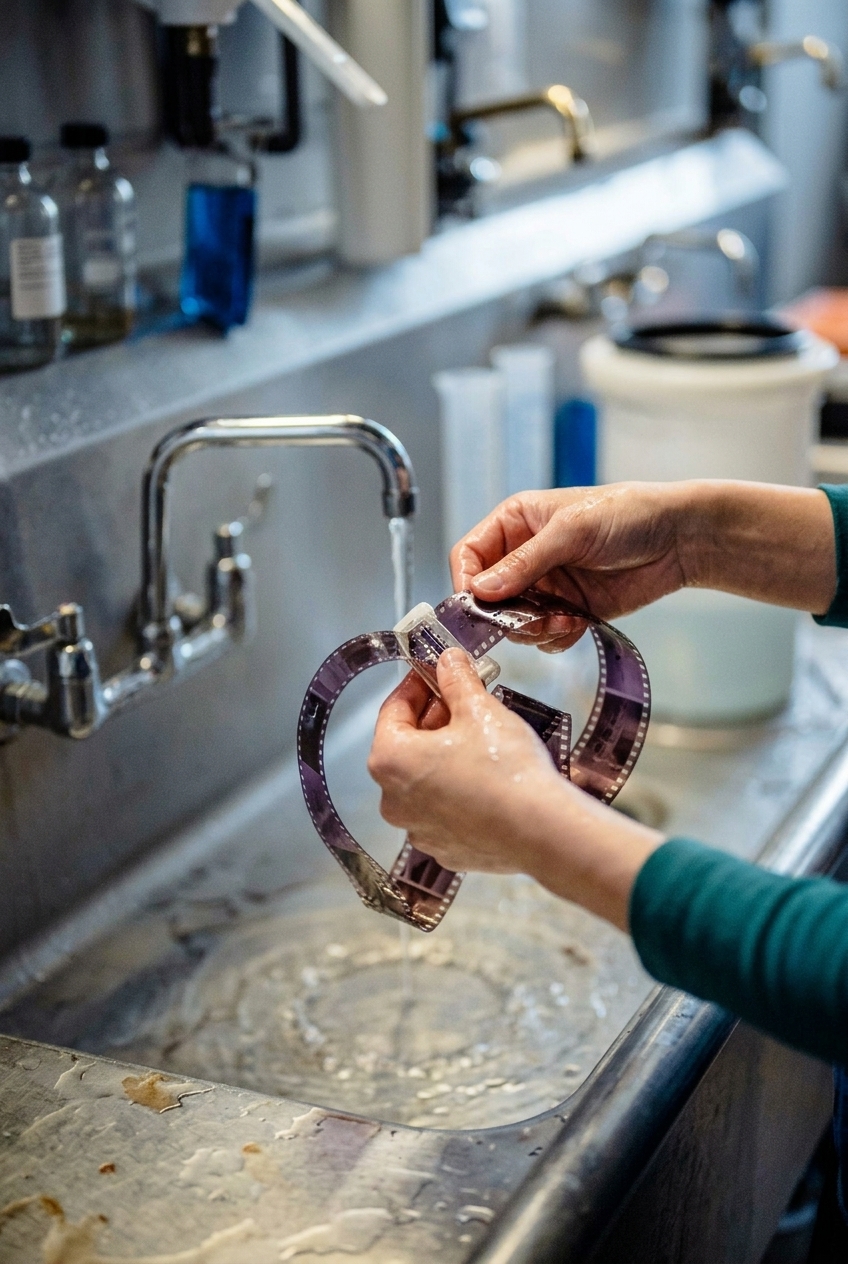 Rinsing the finished strip