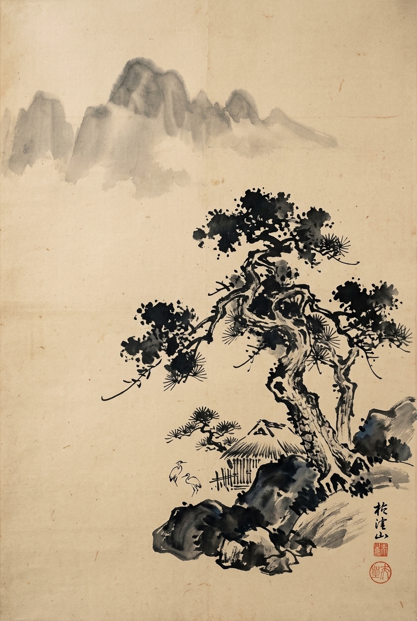 Splashed ink becomes a mountain