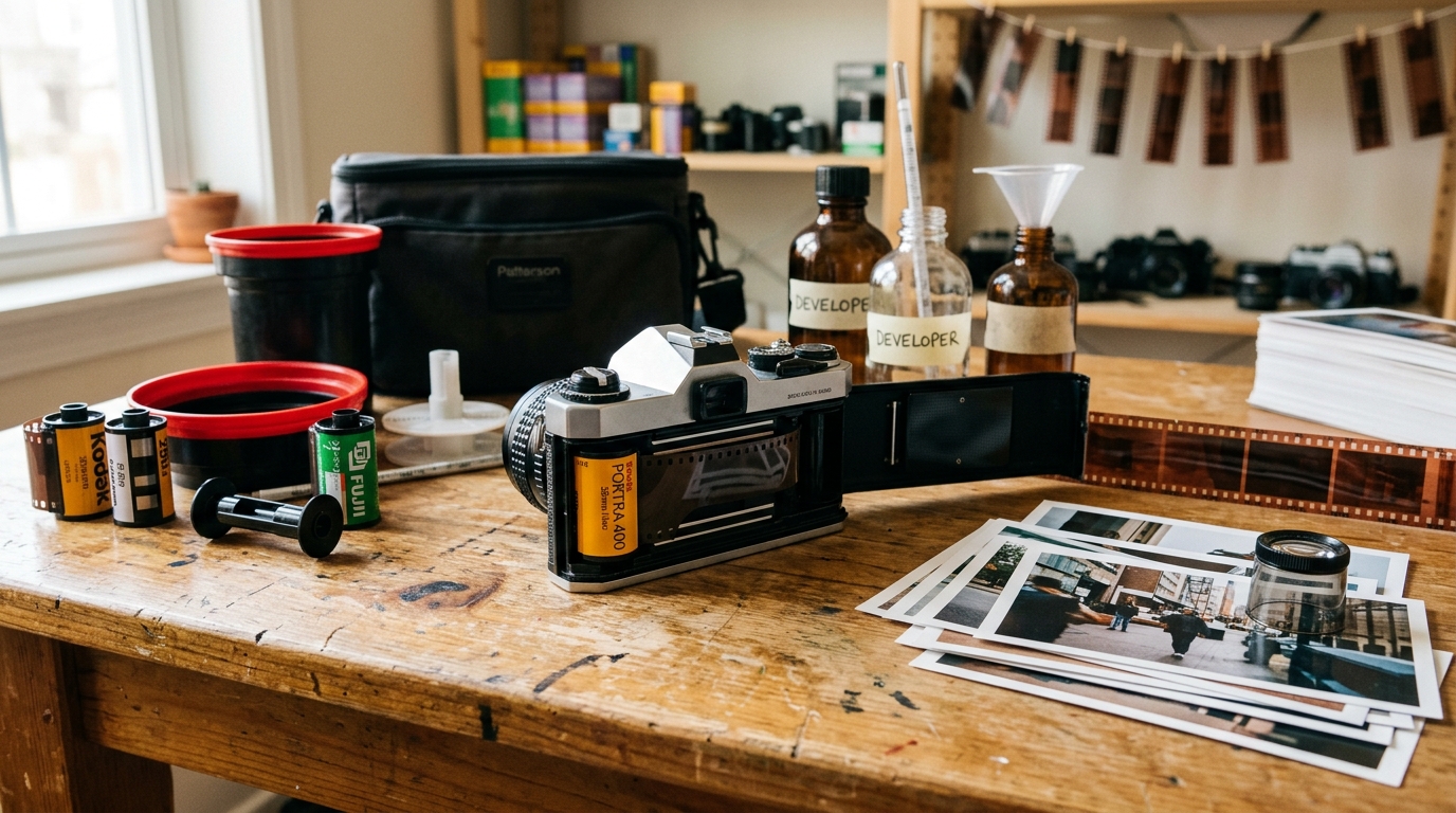 Begynder filmfotografi setup: Kamera, film og lab-basics