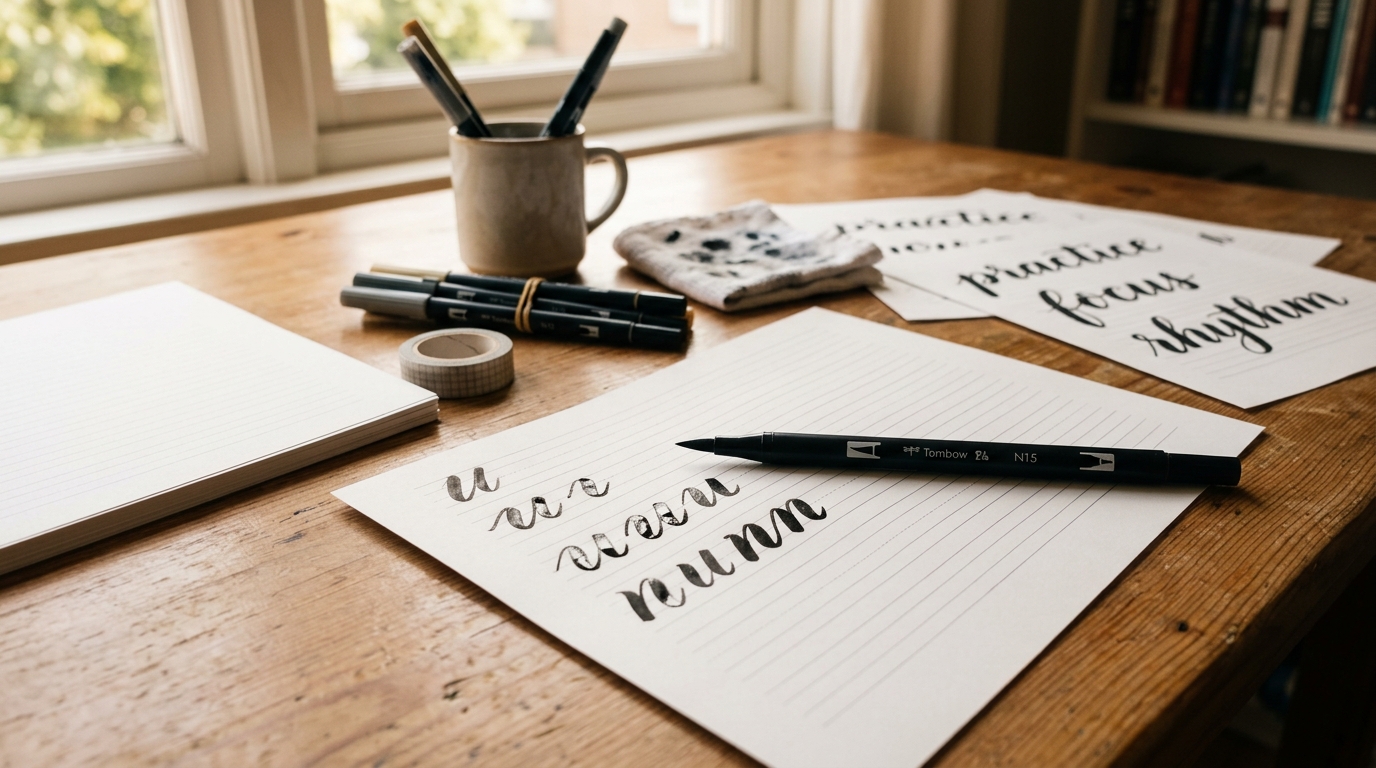 Beginner Brush Calligraphy Setup: Pen, Paper, and Practice