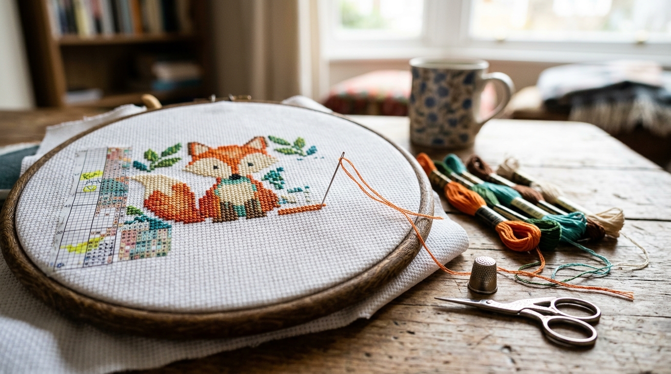 Beginner Cross-Stitch Setup: Grid, Thread, and Needle Basics