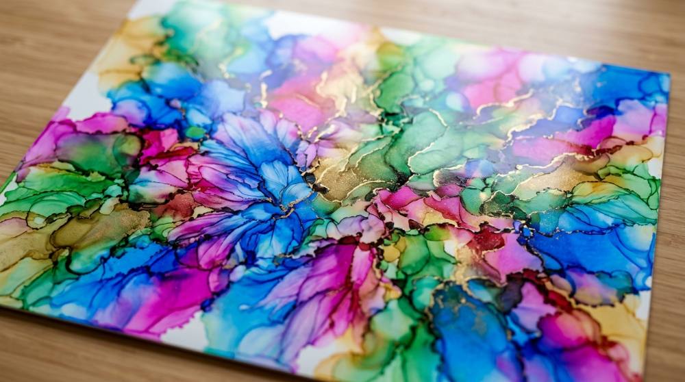 Alcohol Ink Art: Wild Color Blooms on Glossy Paper