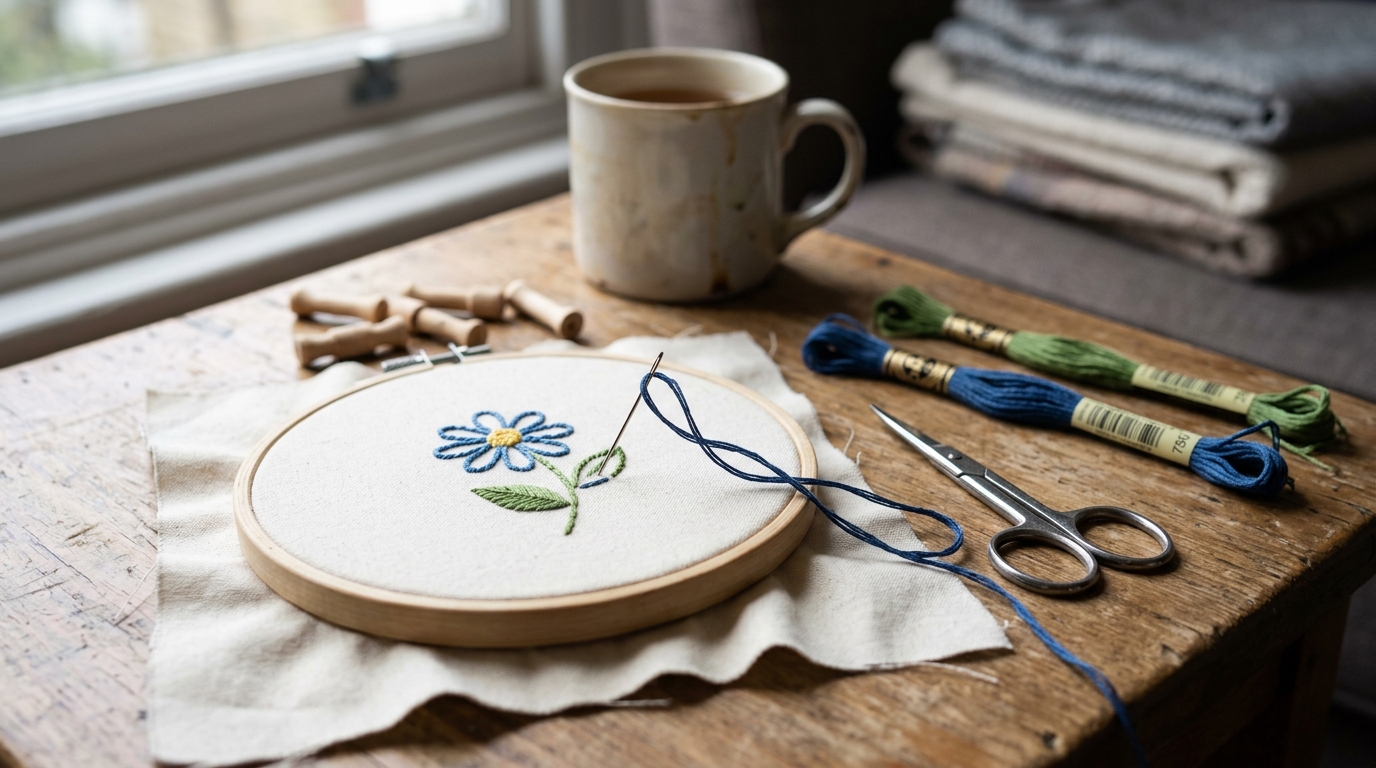 Beginner Embroidery Setup: Needle, Hoop, and Thread Essentials