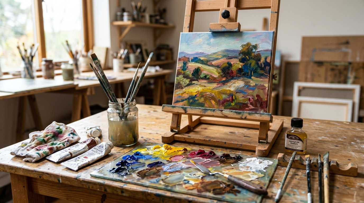 Equipo de pintura al óleo para principiantes: lo esencial sin agobios